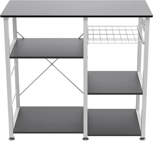 Miniatura 9 de sogesfurniture Estante de cocina de 3 niveles para panadero, soporte para microondas con almacenamiento y cajón, estante para estación de trabajo