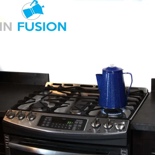 Miniatura 4 de IN FUSION Caldera de camping con revestimiento de esmalte y tapa de vidrio para mochileros, camping, cocina, sobre estufa y olla hace que 12 tazas