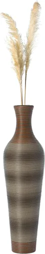 Uniquewise QI003824 - Jarrón decorativo marrón de 39 pulgadas de alto, jarrón de suelo clásico y ordenado, soporte de flores alto independiente,