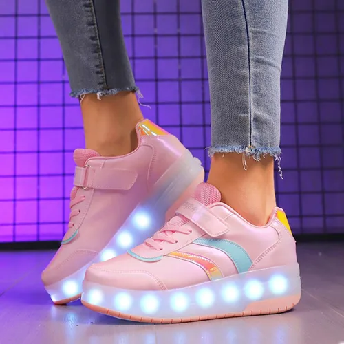 Miniatura 2 de Zapatos con ruedas para niños y niñas, patines, zapatillas deportivas con luz LED recargable para principiantes, el mejor regalo