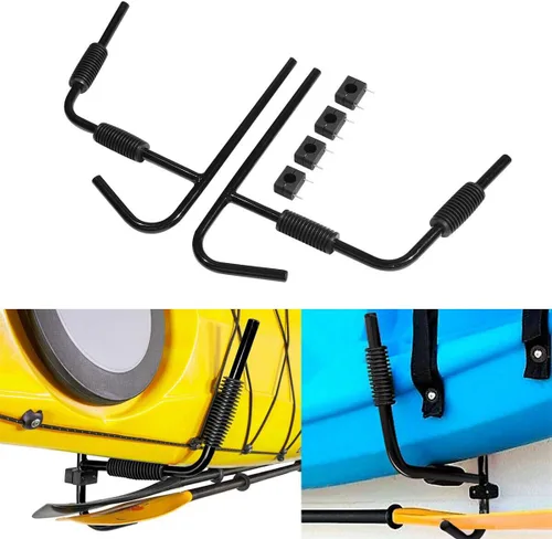 TC-HOMENY Estante de almacenamiento de kayak negro montado en la pared plegable soporte escalera kayak garaje exterior interior