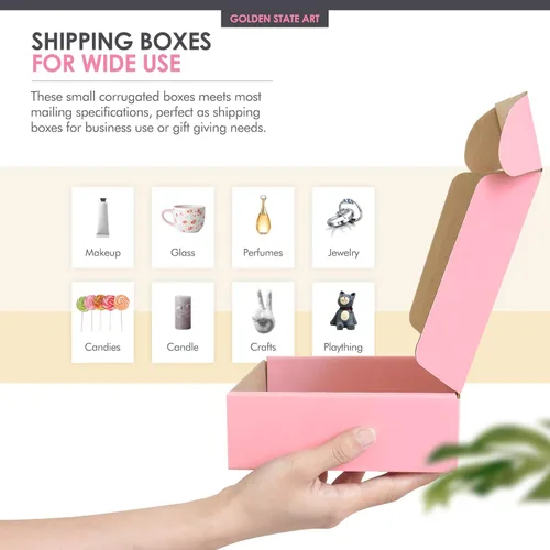 Miniatura 3 de Golden State Art, Cajas de envío rosadas de 4 x 4 x 2, paquete de 26 cajas pequeñas de cartón corrugado para envío, embalaje, regalos de manualidades