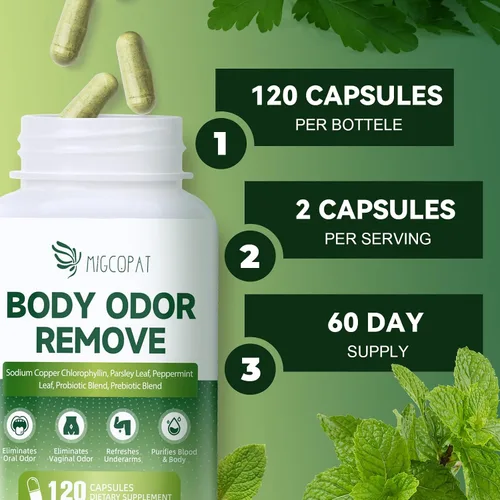 Miniatura 7 de Suplemento desodorizante corporal de clorofila con 10 mil millones de UFC probióticos, vitamina C y E, perejil, menta, té verde, prebióticos