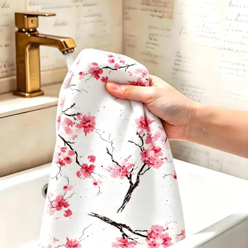 Miniatura 5 de Toallas de mano con flores de cerezo sin costuras, toallas de baño con flores de acuarela rosa, toallas de cocina suaves florales de 13.6 x 29 pies