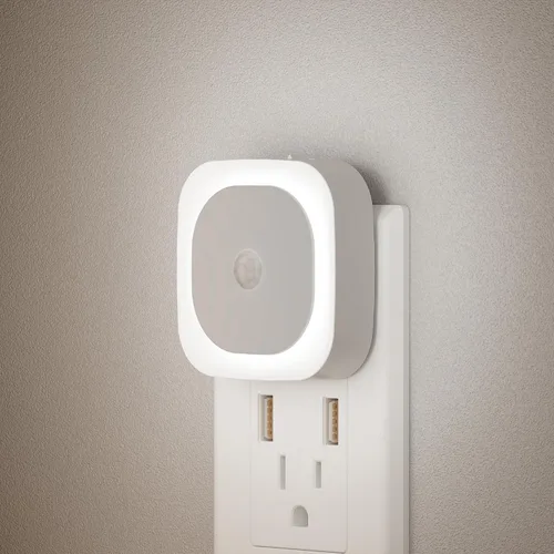 Miniatura 16 de YUNLEX Paquete de 2 luces nocturnas enchufables con sensor de movimiento y sensor de atardecer a amanecer, 3 modos de sensor, luces nocturnas azules