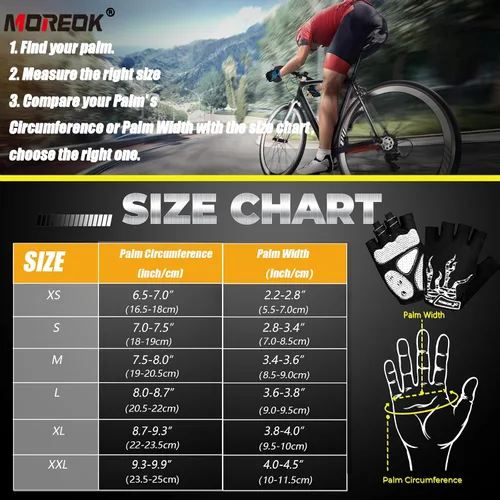Miniatura 6 de MOREOK - Guantes para bicicleta de montaña (MTB) y ciclismo de descenso (DH), para hombres, de medio dedo, con almohadilla de gel que absorbe