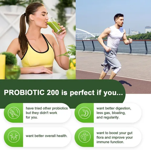Miniatura 6 de Probióticos para mujeres y hombres, 200 mil millones de UFC, 12 cepas con 3 prebióticos orgánicos y probióticos para la salud digestiva intestinal