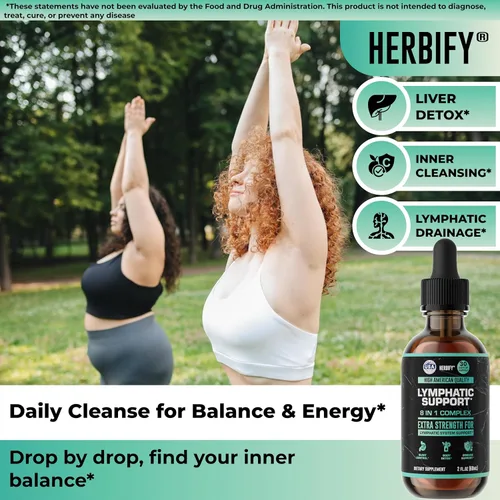 Miniatura 4 de HERBIFY Gotas de drenaje linfático para desintoxicación hepática y apoyo inmunológico, gotas de apoyo del sistema linfático, limpieza