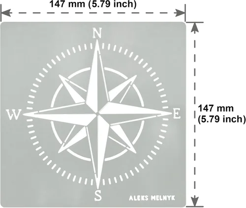 Miniatura 4 de Aleks Melnyk No.72 Brújula Rose Metal Stencil Pequeña Plantilla Náutica para Pintar sobre Madera, Plantilla de Acero Inoxidable Artesanía de Madera