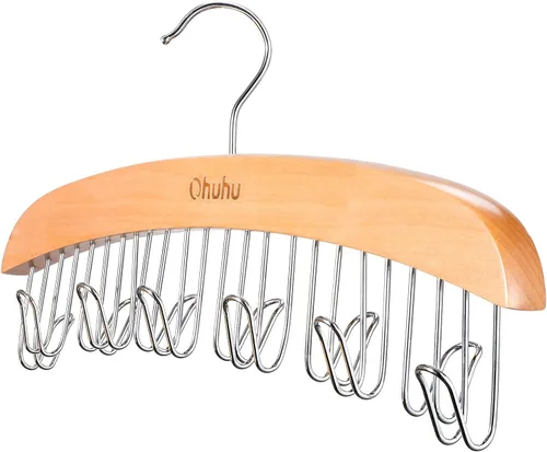 Miniatura 4 de Ohuhu Gancho para cinturones. Organizador de armario de madera, para 12 cinturones. Accesorios para el hogar. Burlywood