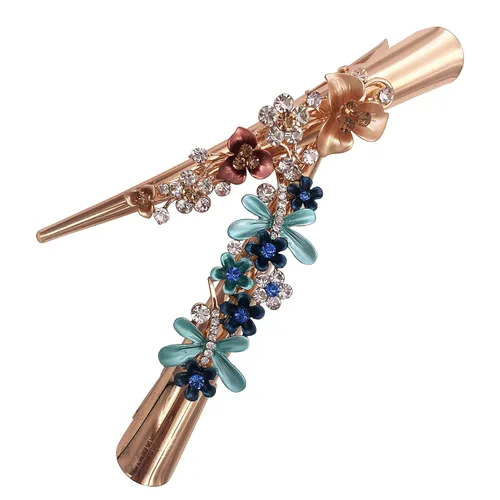 Miniatura 2 de 2 pinzas para el cabello de metal con pico de cocodrilo y pico de cocodrilo, estilo bohemio, iris, libélula, para mujer