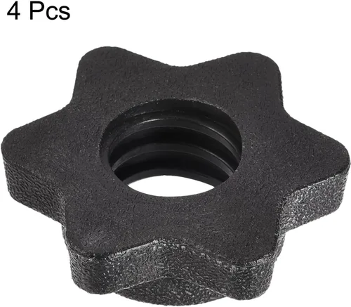 Miniatura 3 de uxcell Tuerca hexagonal para mancuernas, 4 tornillos de plástico M25 antideslizantes para levantamiento de pesas, color negro