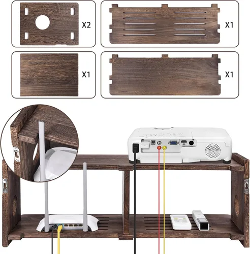 Miniatura 6 de Estantes flotantes para proyector, estante de montaje en pared PlayStation, soporte de TV, enrutador WiFi, caja de almacenamiento para módem