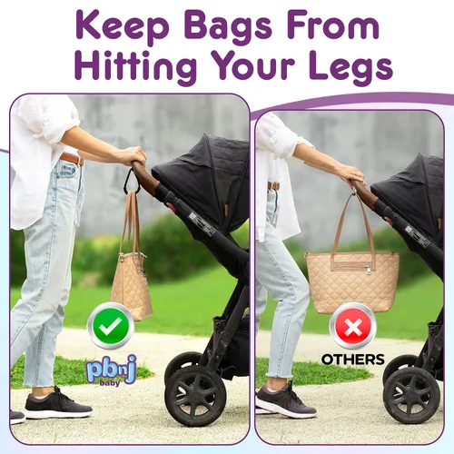 Miniatura 2 de Ganchos para colgar bolsas de pañales – Clip para cochecito de mamá y organizador de accesorios de cochecito – Clips de mosquetón grandes para mamá