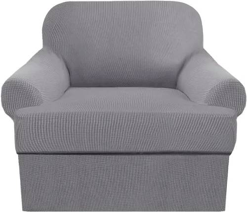 Miniatura 45 de Juego de fundas para sillas con cojines en T de 2 piezas, funda de sofá elástica para sillones y sillas con cojines en T