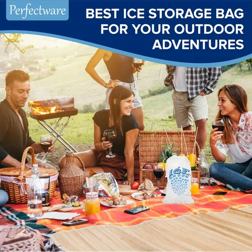Miniatura 6 de Perfectware - Bolsas de hielo con cordón de 5 libras con asa de hilo de algodón - Paquete de 50