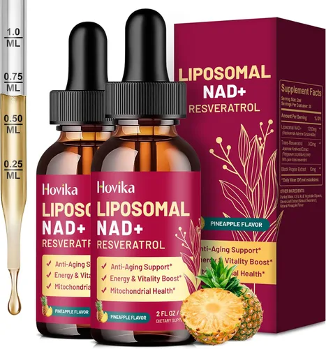 Miniatura 11 de Suplemento NAD liposomal - 1200mg de NAD+ en gotas líquidas para mujeres y hombres con resveratrol, extracto de pimienta negra - Apoyo