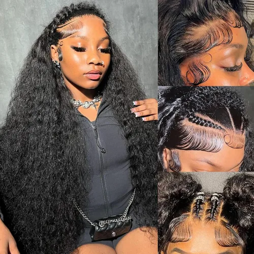 Miniatura 14 de CHEETAHBEAUTY Pelucas de cabello humano brasileño ondulado profundo #4 marrón chocolate 13X6 HD de encaje frontal transparente grado 10A rizado