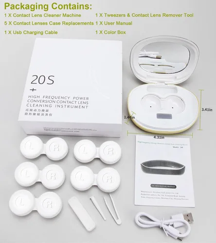 Miniatura 7 de ofone Limpiador de lentes de contacto, máquina ultrasónica de limpieza de lentes de contacto con cargador USB, pantalla de temporizador y kit de 5