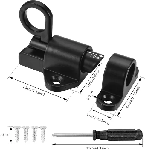Miniatura 3 de 4 pestillos de cierre automático, pestillo de puerta de resorte para valla de madera, pestillos automáticos de puerta resistentes de seguridad, Negro