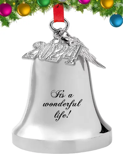 Miniatura 8 de FKOG 2025 Adorno de Campana de Navidad It's A Wonderful Life, Campana Plateada para Árbol de Navidad y Adorno de Campana de Trineo, Regalos