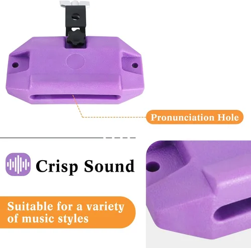 Miniatura 3 de RANMIG - Bloque de mermelada de paso medio, bloque de percusión de 5.9 pulgadas, bloques de percusión musical de plástico, kit de instrumentos