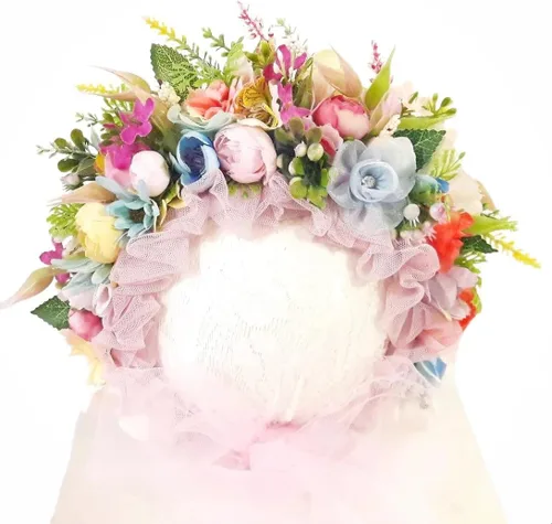 Baby Girl Flower Bonnet - Adorable Winter Bonnet & Baby Photo Prop - Perfect for Sitters, Newborn Photography, Baby Shower Gifts or Everyday Wear