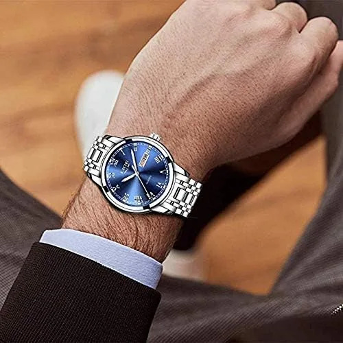 Miniatura 6 de LIGE Relojes para hombre, casual, de cuero, analógico, de cuarzo, para hombre, negro, Fahison, reloj de pulsera para hombre, reloj deportivo