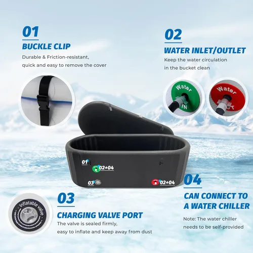 Miniatura 5 de FerdY Cold Plunge - Bañera inflable para deportistas XL con labio, portátil e interior y plegable, 59 x 31 x 26 pulgadas, compatible con enfriador
