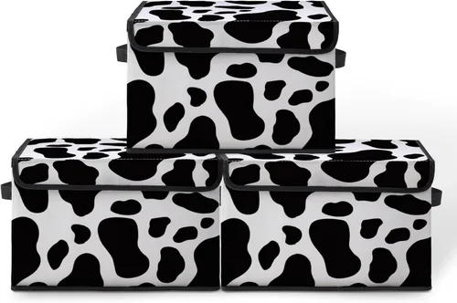 Miniatura 24 de Contenedores de almacenamiento apilables para ropa con tapas, organizadores de clóset con estampado de gatos de tela para el hogar y la oficina