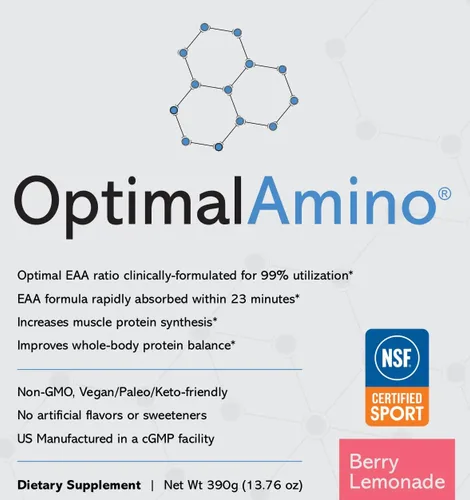 Miniatura 2 de OptimalAmino® Elite Bundle (3 meses) Mejor bebida de recuperación antes y después del entrenamiento, suplemento de aminoácidos esenciales 99%