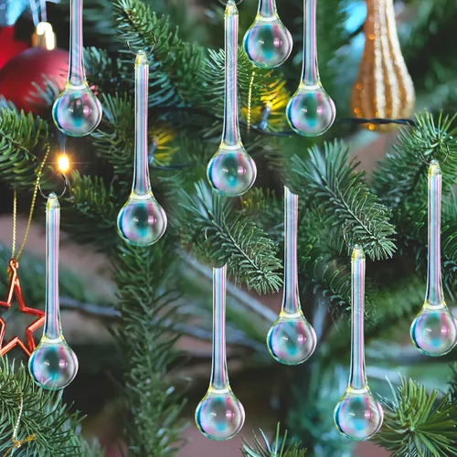 Miniatura 9 de Whaline 40 Piezas Adornos Colgantes de Cristal de 3 Pulgadas Transparentes en Forma de Lágrima Decoración de Candelabro Adornos Colgantes de Vidrio