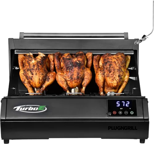 Parrilla eléctrica Turbo E XL, infrarrojo de 1700 W, rejilla de calentamiento y sonda, apto para apartamentos