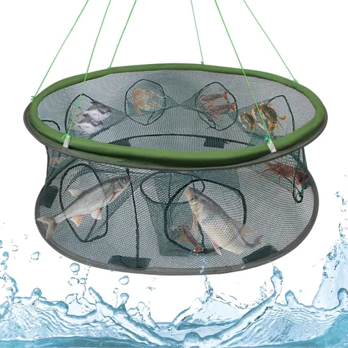 Trampa redonda para cebo de pesca, redes de pesca de camarones plegadas portátiles, red de malla de nailon, equipo de pesca para cangrejos Minnow