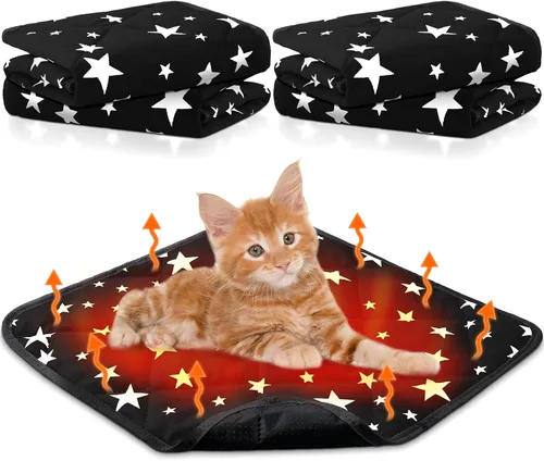 Miniatura 19 de Namalu Paquete de 4 Camas Autocalentables para Gatos, Alfombrilla Autocalentable para Gatos con Patrón de Estrella, Almohadilla Suave para Jaula