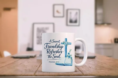 Miniatura 4 de Regalos cristianos para mujeres, taza con texto en inglés "A Sweet Friendship Refleshes the Soul PROVERBS 27:9", regalos cristianos para el día