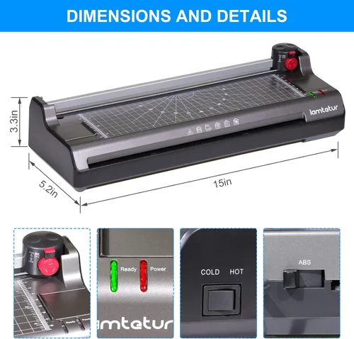 Miniatura 8 de Máquina laminadora térmica 7 en 1 de 11x17 con 70 hojas laminadoras tamaño carta para uso en oficina, hogar, escuela y profesores, laminación de 13