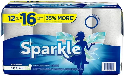 Toallas de papel Sparkle, 12 = 16 rollos regulares, blanco moderno, tamaño a elección