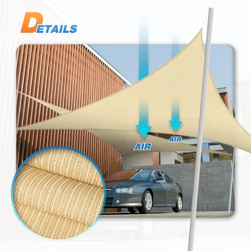 Miniatura 6 de TANG Toldo parasol triangular derecho de 8 x 8 x 11 pies, para patio, con bloqueo UV, tela permeable para pérgola, patio trasero, porche, terraza
