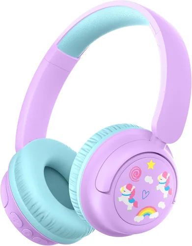 Miniatura 8 de iClever BTH22 - Auriculares Bluetooth para niños, tiempo de reproducción de 60 horas, carga rápida USB C, Bluetooth 5.4, cable AUX, volumen seguro