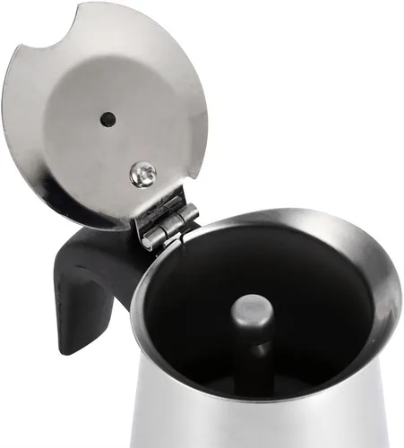 Miniatura 2 de 3.4 fl oz Acero Inoxidable Mocha Café Pot Hervidor Estufa Top Espresso Make Pot, Astilla