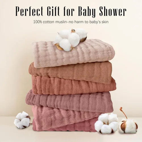 Miniatura 5 de SWEET DOLPHIN - Paquete de 12 paños de muselina para eructos, grandes, 100% algodón, ropa para eructar para bebés, absorbente y suave, para niños