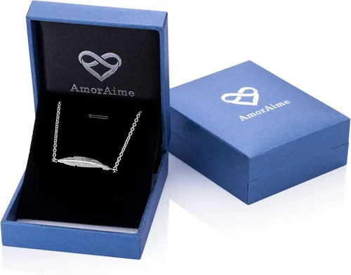 Miniatura 7 de AmorAime Pulsera de plata para mujer pulsera de plumas simples de la suerte con amor de plata de ley 925 joyería ajustable para niñas