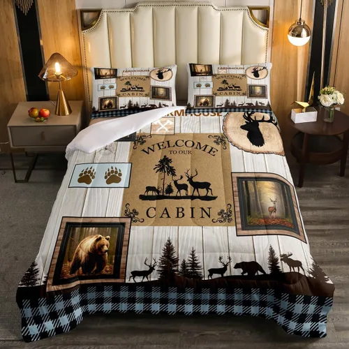 Miniatura 20 de Erosebridal Juego de edredón rústico de ciervos para niños, adolescentes y adultos, juego de ropa de cama tamaño individual con temática de caza