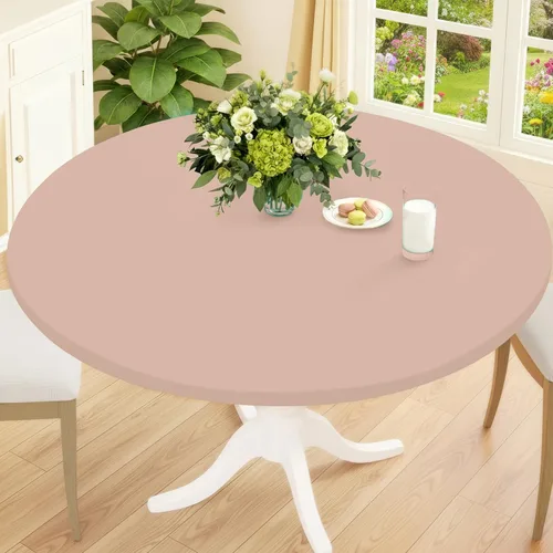 Miniatura 26 de Smiry Mantel Redondo de Spandex, Manteles Elásticos Ajustados Lavables para Mesas de 18"-24", Cubierta de Mesa de Pícnic Elástica Impermeable