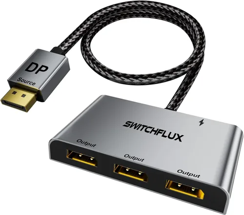 Divisor DisplayPort para adaptador de 3 monitores | 4K a 60 Hz | Divisor DP Pantalla extendida 1 en 3 salidas MST Hub para múltiples monitores