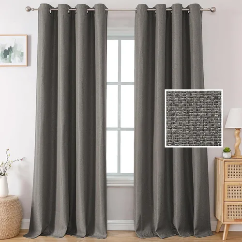 Miniatura 30 de H.VERSAILTEX Cortinas Opacas de Lino de 45 Pulgadas de Largo para Dormitorio/Sala de Estar con Aislamiento Térmico con Ojales, Cortinas con Textura