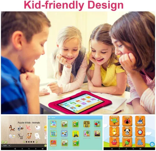 Miniatura 3 de PRITOM tableta para niños de 7 pulgadas Quad Core Android 13, 32 GB ROM WiFi, Bluetooth, cámara dual Educativo, juegos, control parental, Rosa