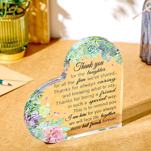 Miniatura 5 de Regalos de amistad para mujeres, placa acrílica de corazón de 0.55 de grosor, regalo de cumpleaños para mejor amiga, regalo de cumpleaños para ella