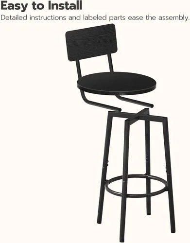 Miniatura 9 de HOOBRO Taburetes de bar, juego de 2 taburetes de bar redondos con respaldo, sillas de bar de 25.2 pulgadas para isla de cocina, comedor, taburetes